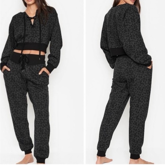 Victoria's Secret Other - NWOT VS Black Leopard Print Two-Piece Lounge Set